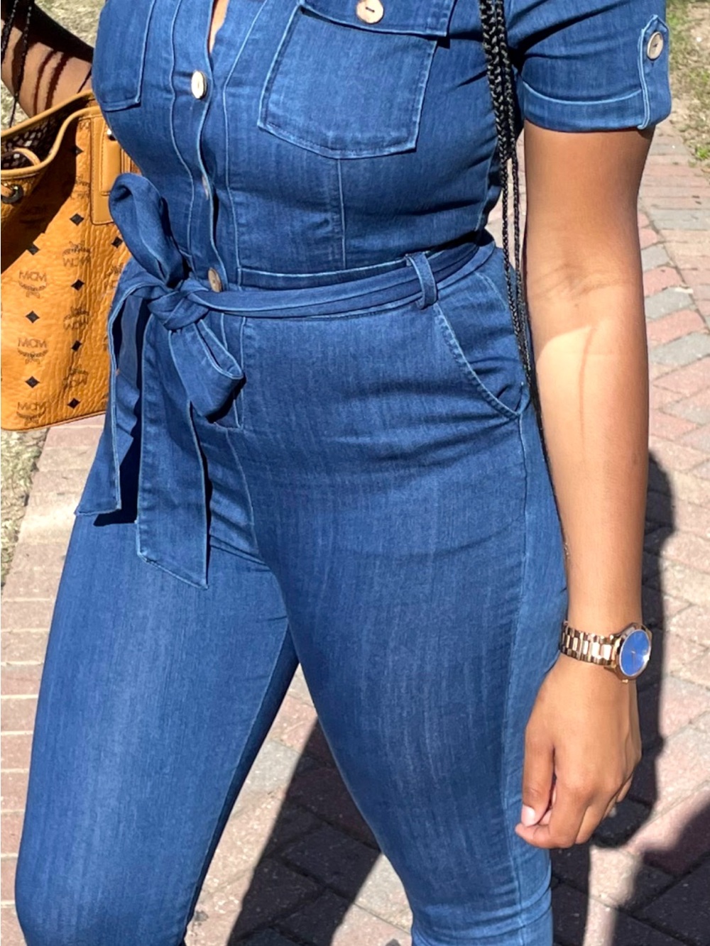 Haute Monde Dark Blue High-Rise Tie-Waist Jeans